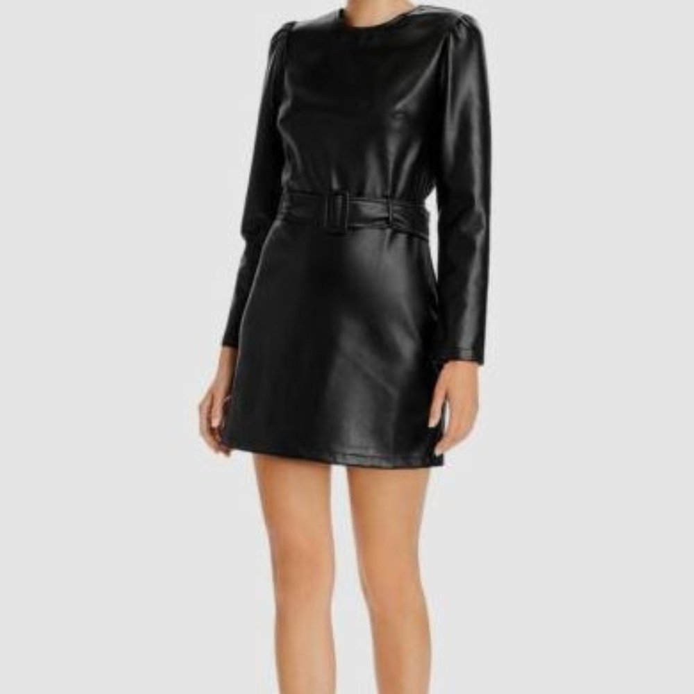 Lucy Paris Faux Leather Belted Mini Dress Size S Worn Once